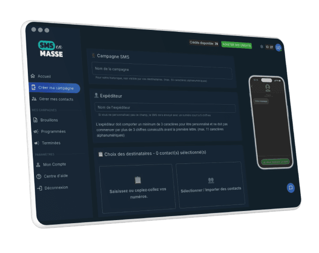 Image représentant notre produit une fois connecté : l'interface est simple, avec des tons de noir et de bleu cyan.