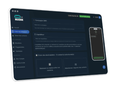 Image représentant notre produit une fois connecté : l'interface est simple, avec des tons de noir et de bleu cyan.
